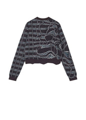 Cardigans / JNBY Plaid Print Crewneck Cropped Cardigan