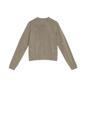 Cardigans / JNBY Classic Jacquard Long Sleeve Cropped Cardigan