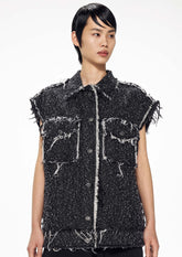 Vest / JNBY Loose Fit Turndown Collar Vintage Denim Vest