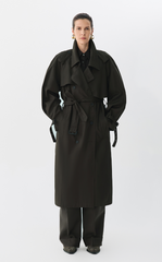 Coat / JNBY Relaxed Cotton Raglan-Sleeve Long Trench Coat