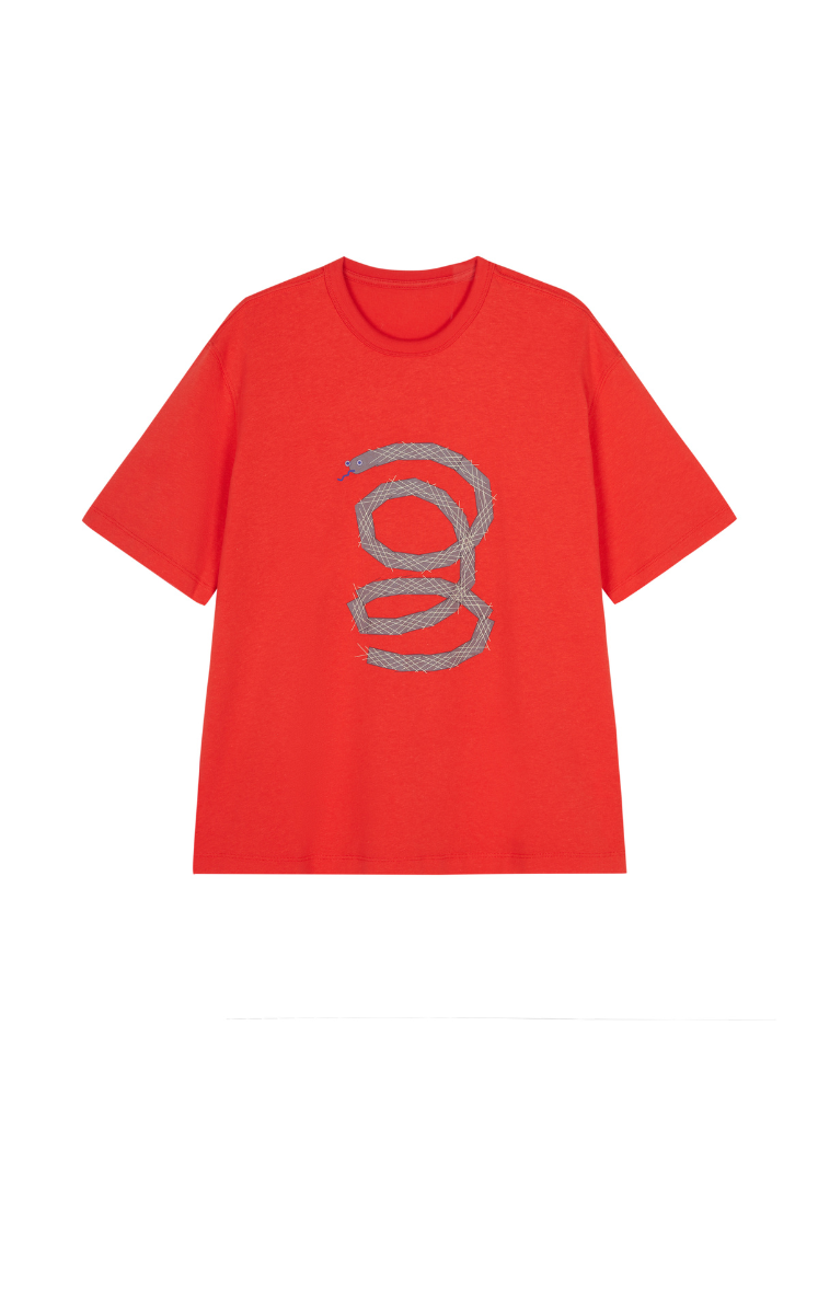 T-shirt / JNBY Cotton-Hemp Relaxed Fit Snake Graphic T-Shirt