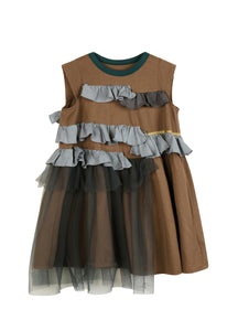 Dresses / jnby by JNBY Ruffled Mesh Patchwork Sleeveless Dress