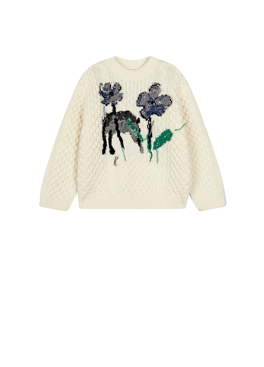 Sweater / jnby by JNBY Floral-pattern Oversize Jumper