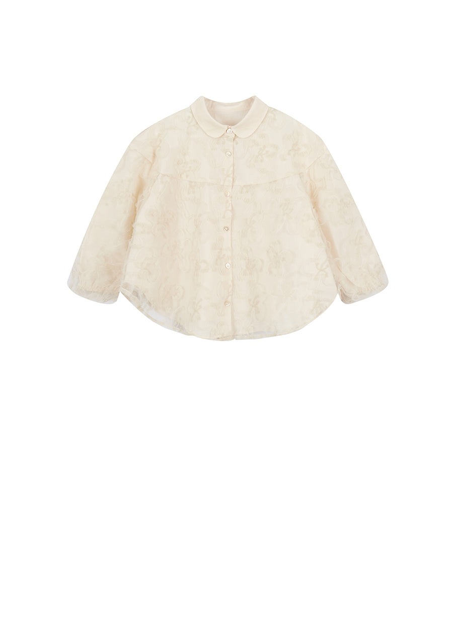 Shirt/jnby by JNBY Oversize Wrinkled Embroidery Long-sleeved Shirt