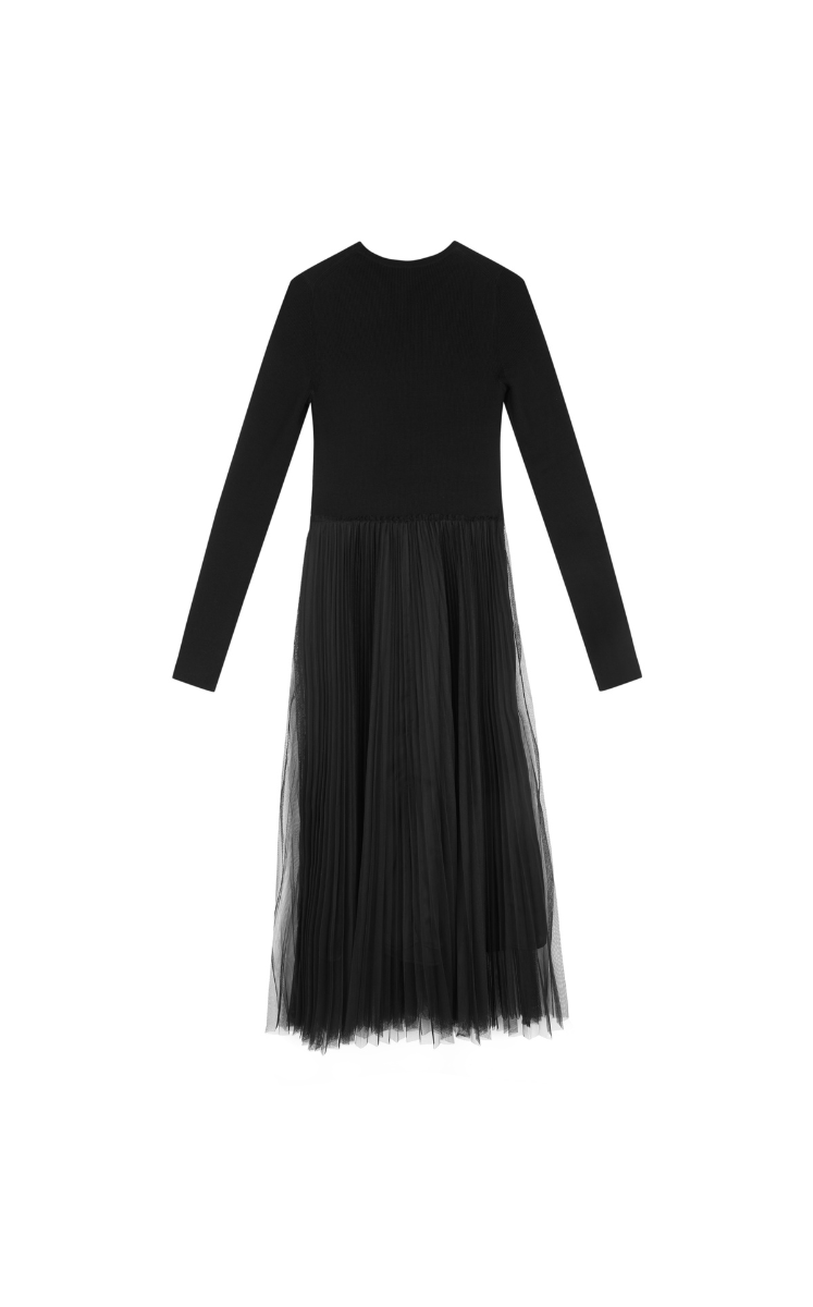 Dress / JNBY Basolan Wool Paneled X-Line Long Sleeve Dress