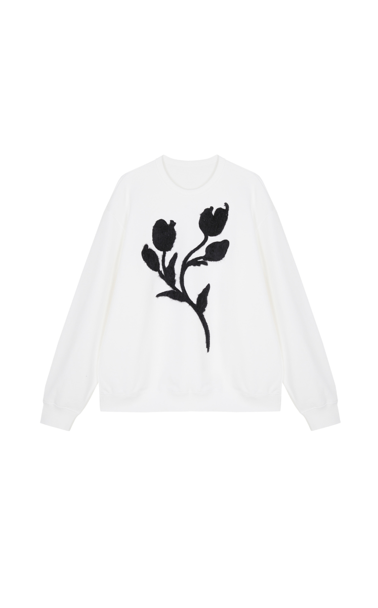 Sweatshirt / JNBY Floral Embroidery Oversized Sweatshirt