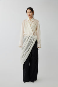 Dress / JNBY Translucent Textured Organza Relaxed Shirt Collar Dress