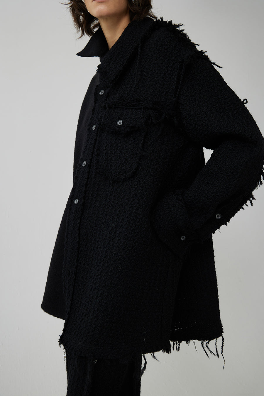 Coat / JNBY Asymmetric Color Block Wool Coat