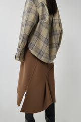 Coat / JNBY Plaid Ruffled Wool Shirt Jacket