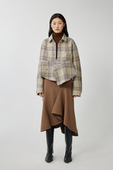 Coat / JNBY Plaid Ruffled Wool Shirt Jacket