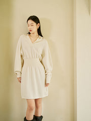 Dress / JNBY V-neck Smocked-waist Sweater Dress