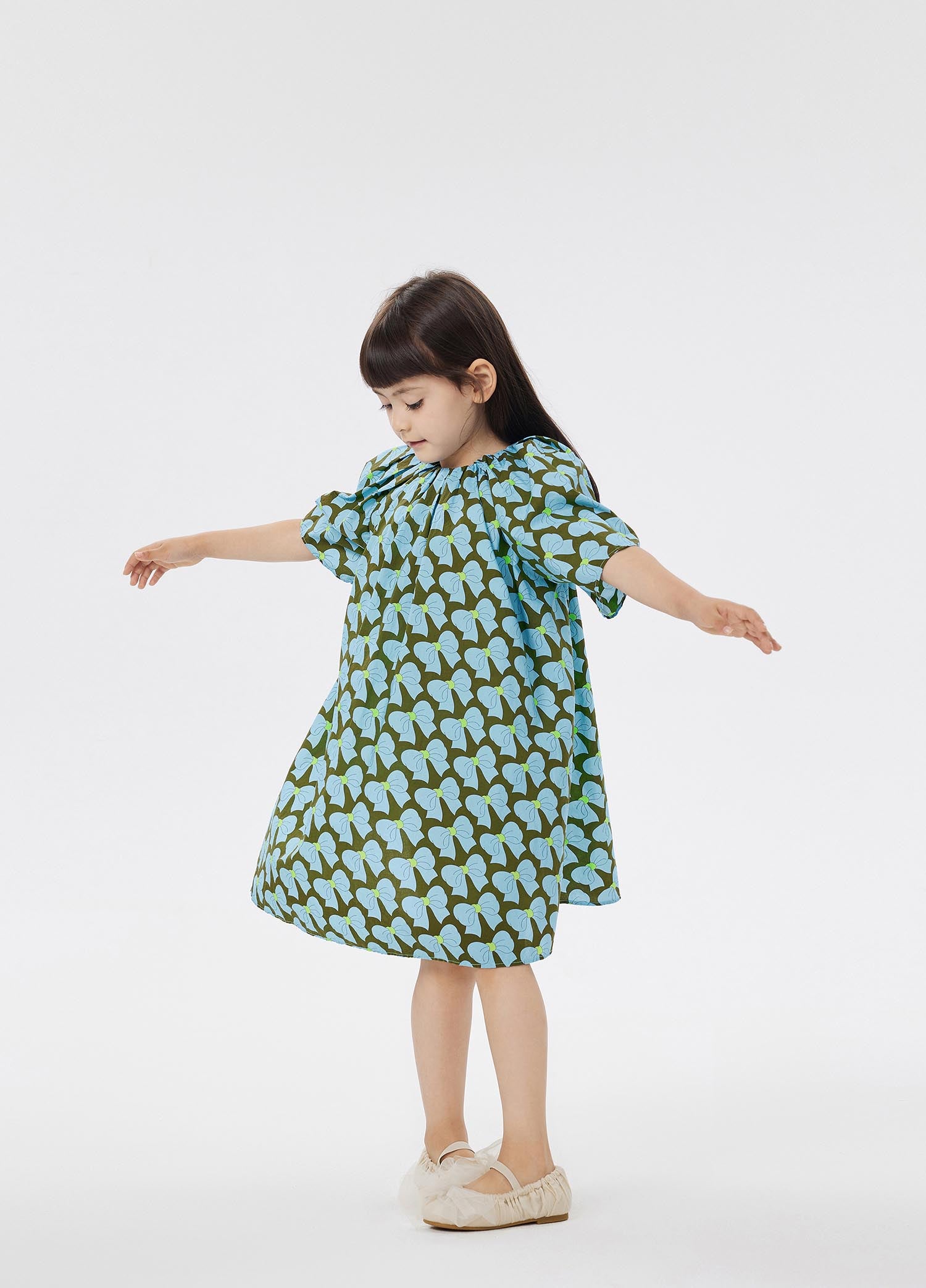 Dresses / jnby by JNBY Bowknot Print Short Sleeve Dress