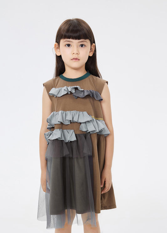 Dresses / jnby by JNBY Ruffled Mesh Patchwork Sleeveless Dress