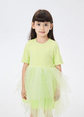 Dresses / jnby by JNBY Patchwork Asymmetric Short Sleeve Gauze Dress