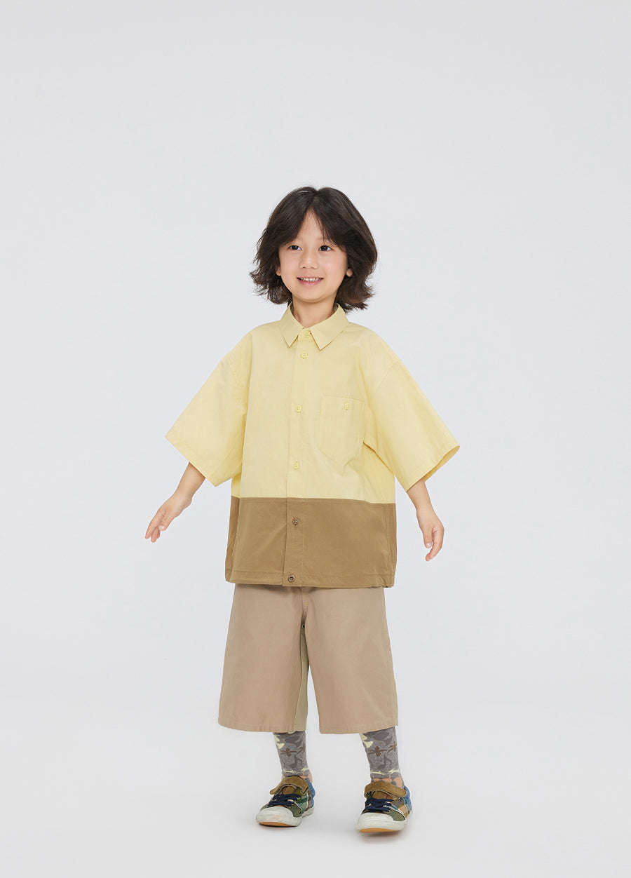 Shirt / jnby by JNBY Cotton Color-contrast Patchwork Short Sleeve  Shirt(100% cotton)