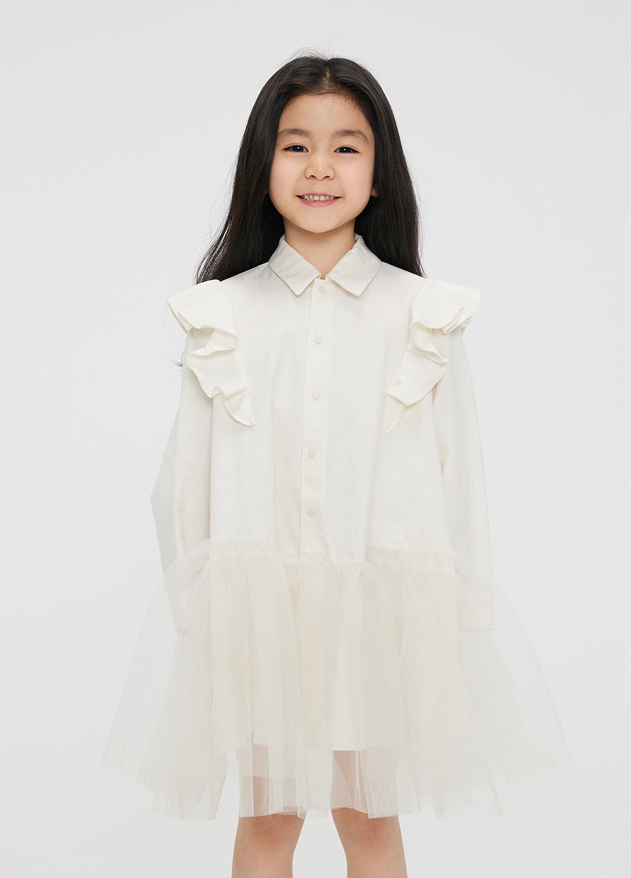 Dress / jnby by JNBY Cotton Long-sleeve Mesh Dress