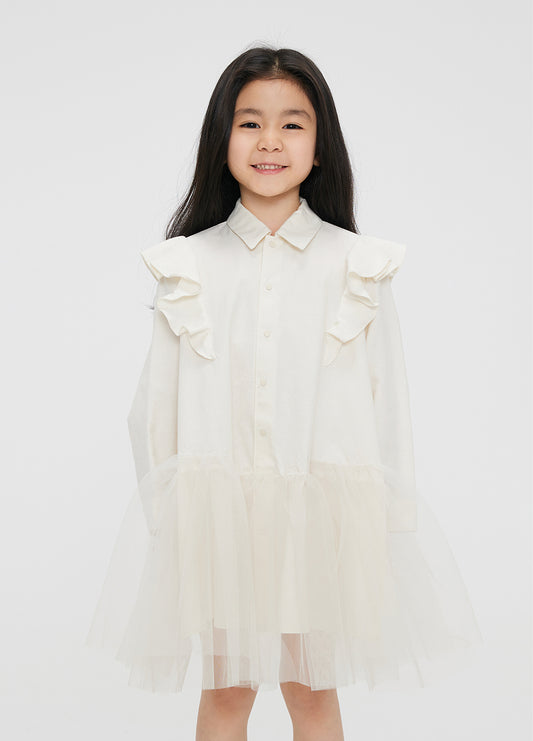 Dress / jnby by JNBY Cotton Long-sleeve Mesh Dress