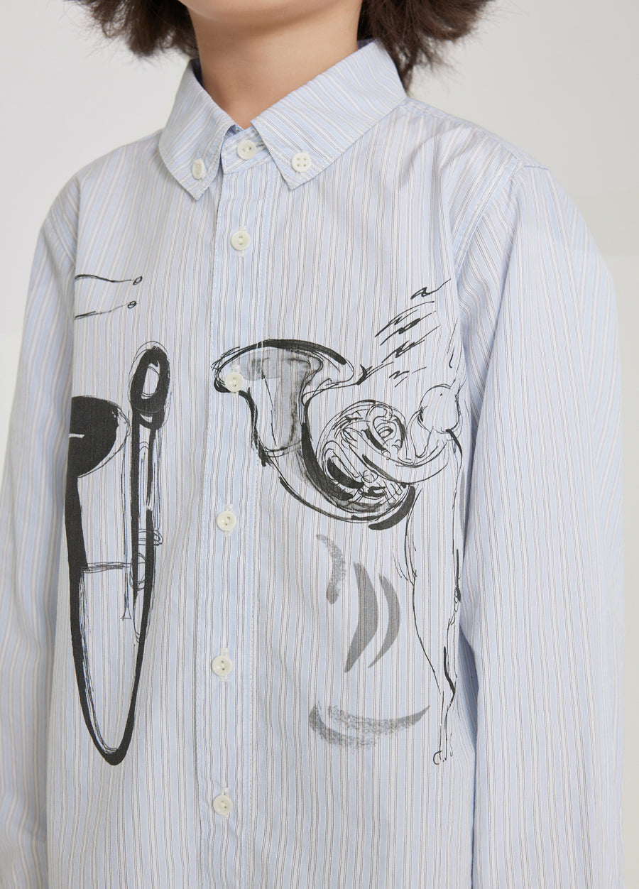 Shirt / jnby by JNBY Lapel Stripe Long Sleeve Boyshirt