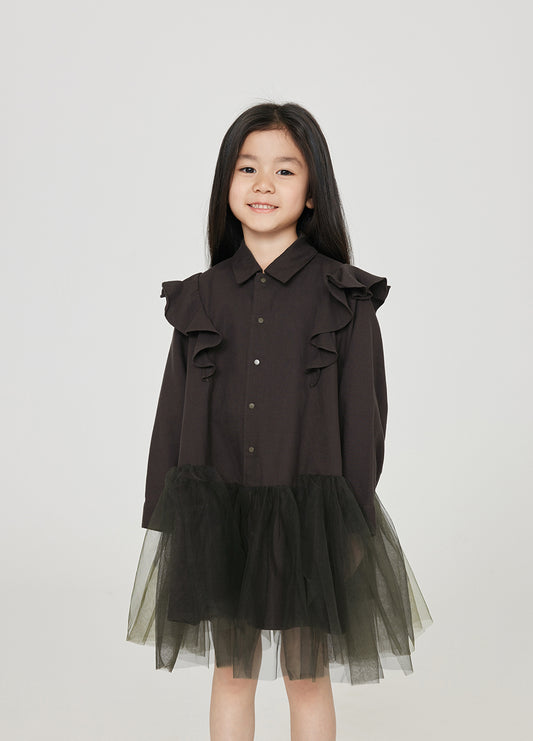 Dress / jnby by JNBY Cotton Long-sleeve Mesh Dress