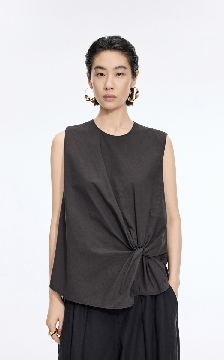 Top / JNBY Gathered Cotton Sleeveless Top