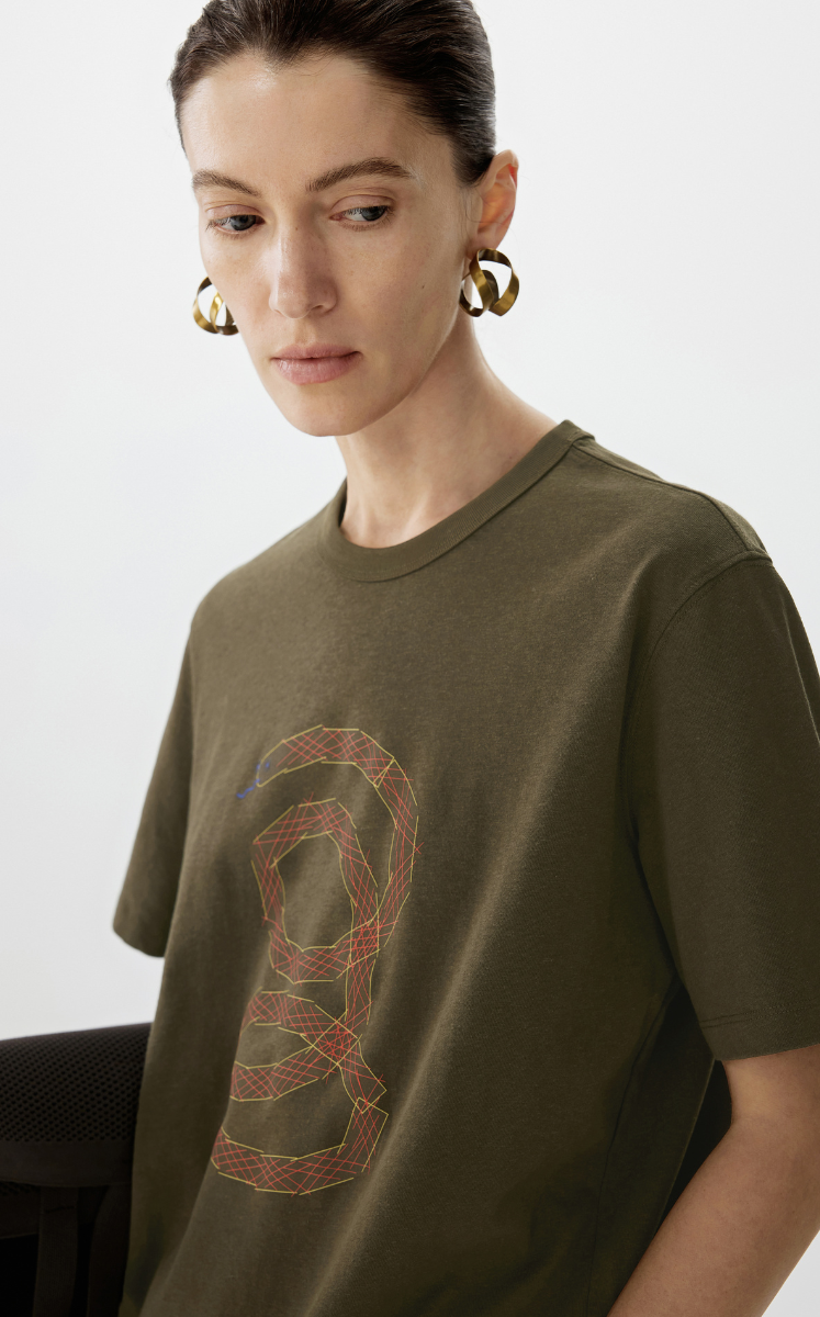 T-shirt / JNBY Cotton-Hemp Relaxed Fit Snake Graphic T-Shirt