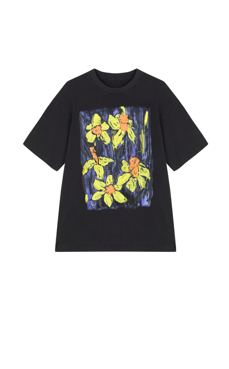 T-shirt / JNBY Hand-Painted Acrylic Floral Graphic T-shirt