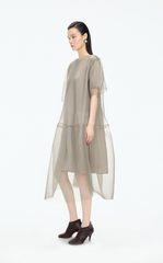 Dress / JNBY Pleated Mesh A-Line Short Sleeve Dress