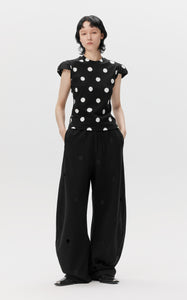 Pants / JNBY Wide-leg Polka-dot Loose Fit Casual Pants(100% cotton)