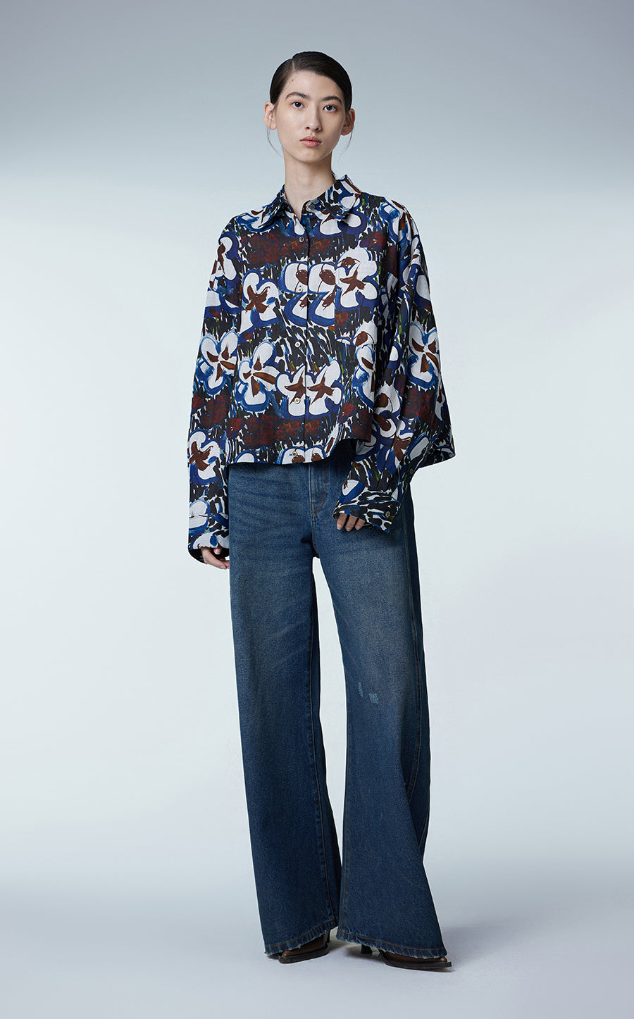 Shirt / JNBY Oversized Floral Prints Ramie Shirt