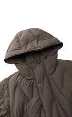 Down Coat / JNBY Wavy Quilted Long Hooded Down Coat
