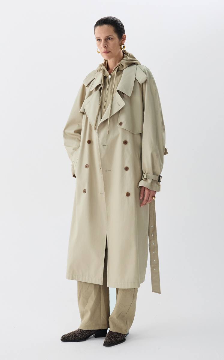 Coat / JNBY Relaxed Cotton Raglan-Sleeve Long Trench Coat