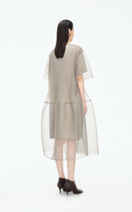 Dress / JNBY Pleated Mesh A-Line Short Sleeve Dress