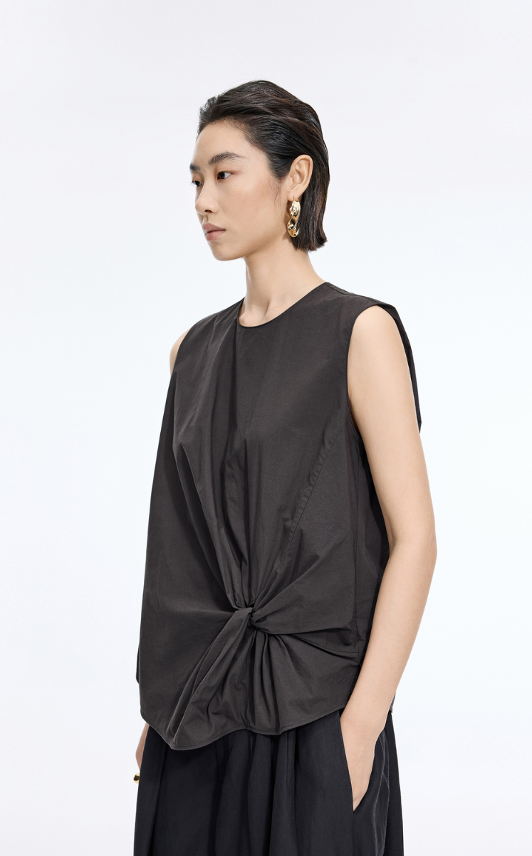 Top / JNBY Gathered Cotton Sleeveless Top