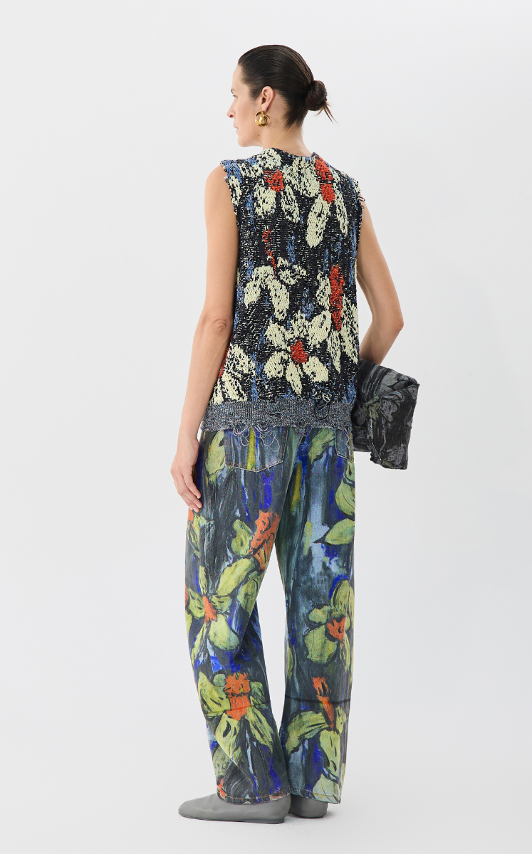 Pants / JNBY Floral Print Denim Banana Trousers