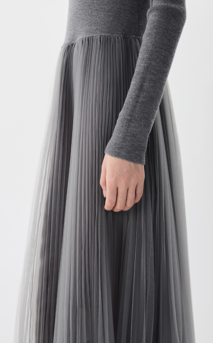 Dress / JNBY Basolan Wool Paneled X-Line Long Sleeve Dress