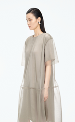 Dress / JNBY Pleated Mesh A-Line Short Sleeve Dress