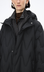 Down Coat / JNBY Wavy Quilted Long Hooded Down Coat