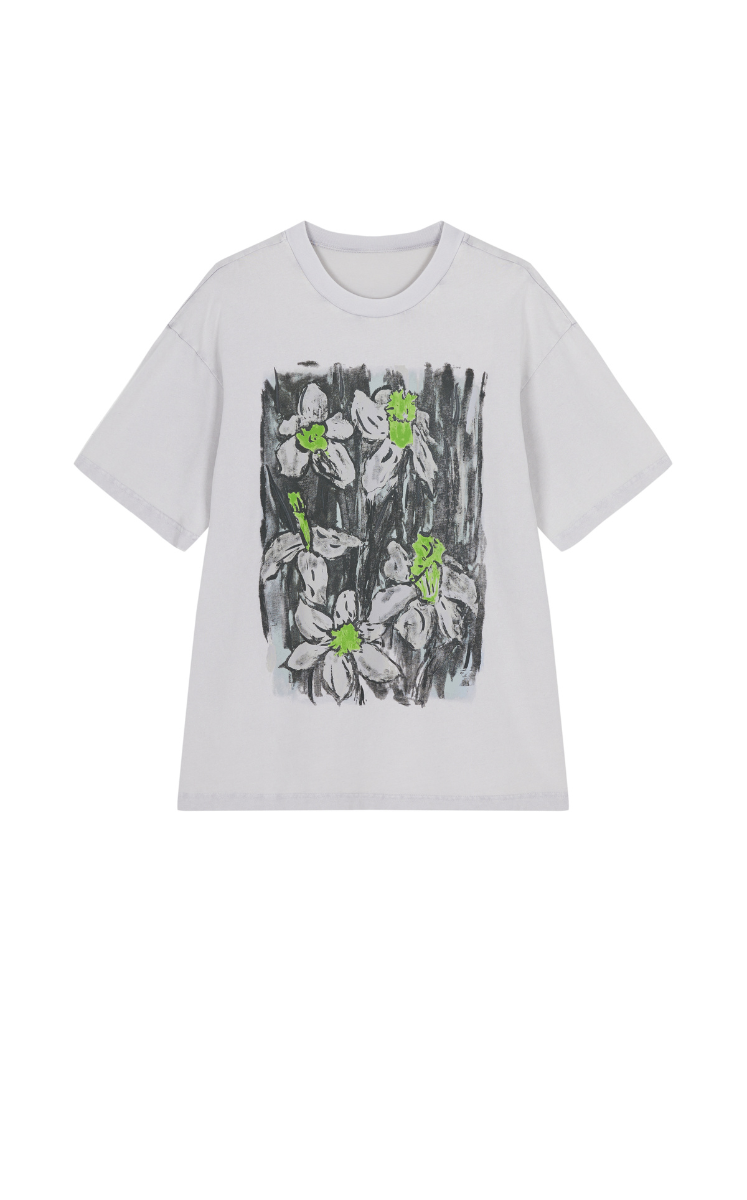 T-shirt / JNBY Hand-Painted Acrylic Floral Graphic T-shirt