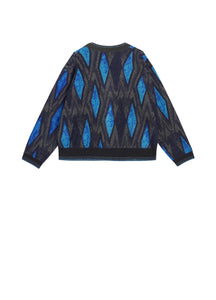 Sweater / JNBY Oversized V-neck Cardigan in Diamond Pattern