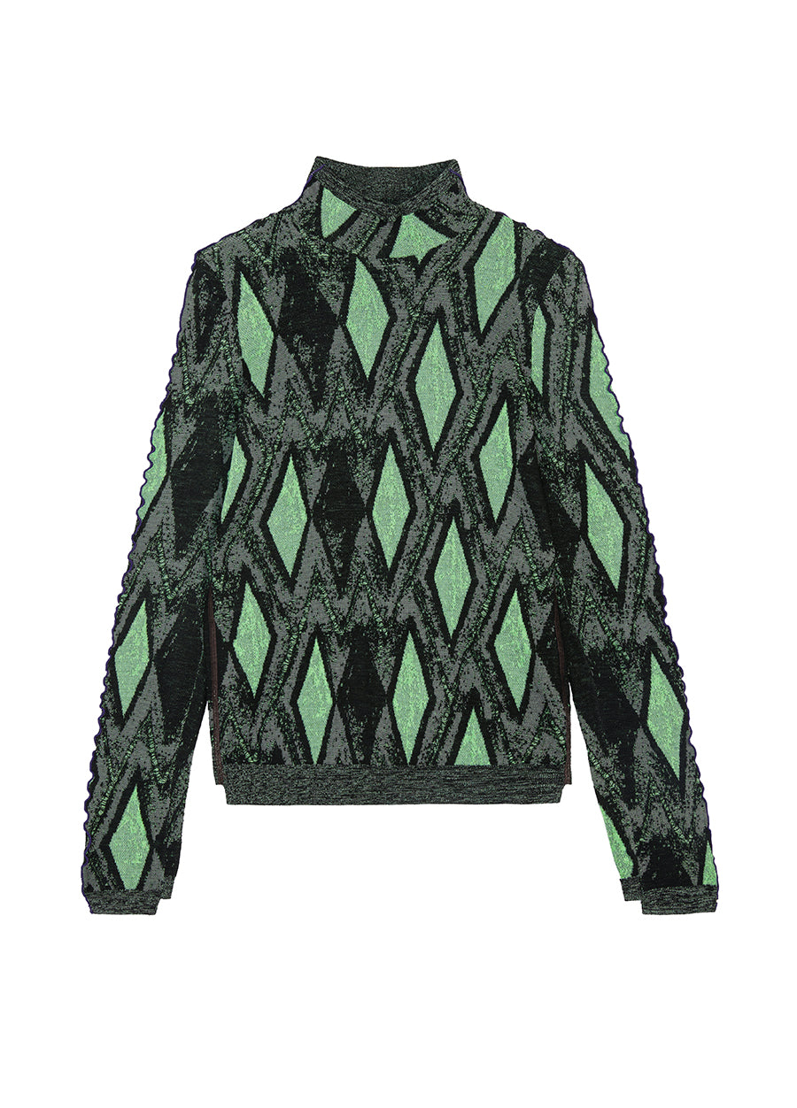 Sweater / JNBY Slim Fit Turtleneck Pullover Sweater in Diamond Pattern