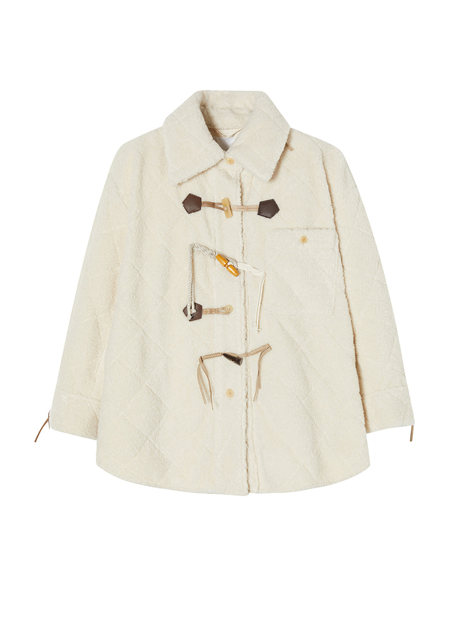 Coat / JNBY Oversized Wool-blend Acrylic Lapel Collar Jacket