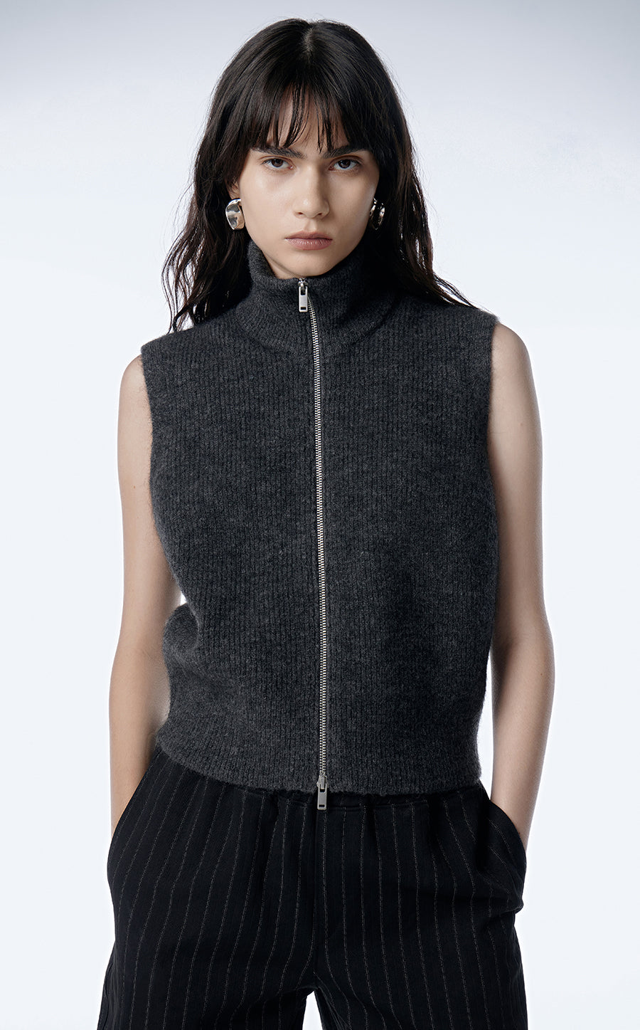 Vest / JNBY High-neck Wool-blend Mohair Vest