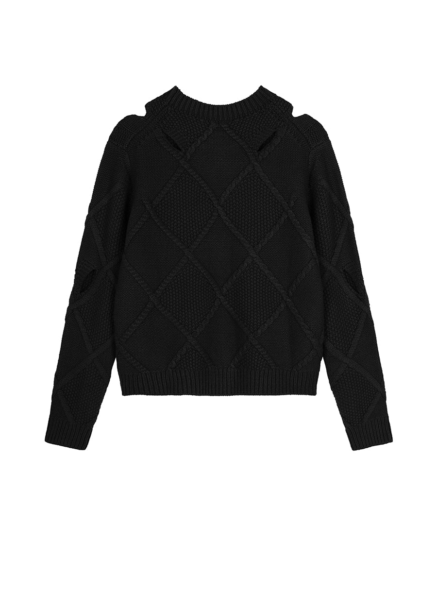 Sweater / JNBY Crew-neck Cut-out Pullover Sweater