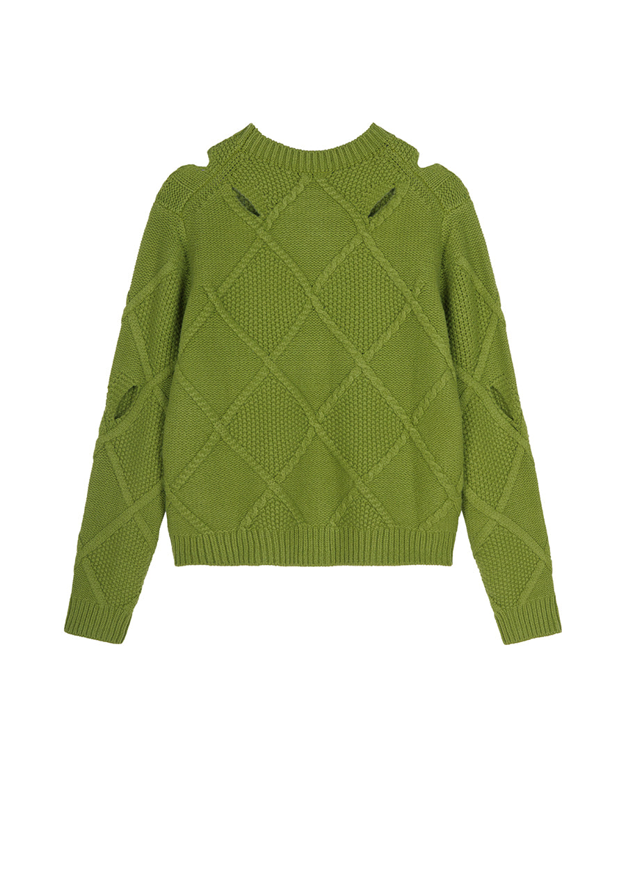 Sweater / JNBY Crew-neck Cut-out Pullover Sweater