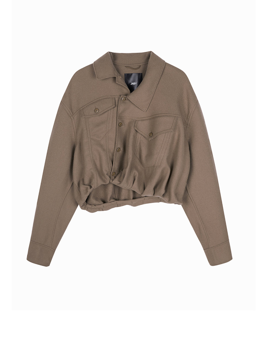 Coat / JNBY Cropped Asymmetric Wool Jacket