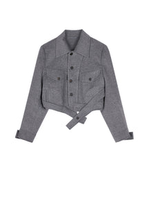 Coat / JNBY  Cropped Wool-blend Cashmere Classic Collar Jacket