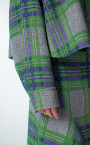 Coat / JNBY Relaxed Wool Jacket in Plaid Pattern
