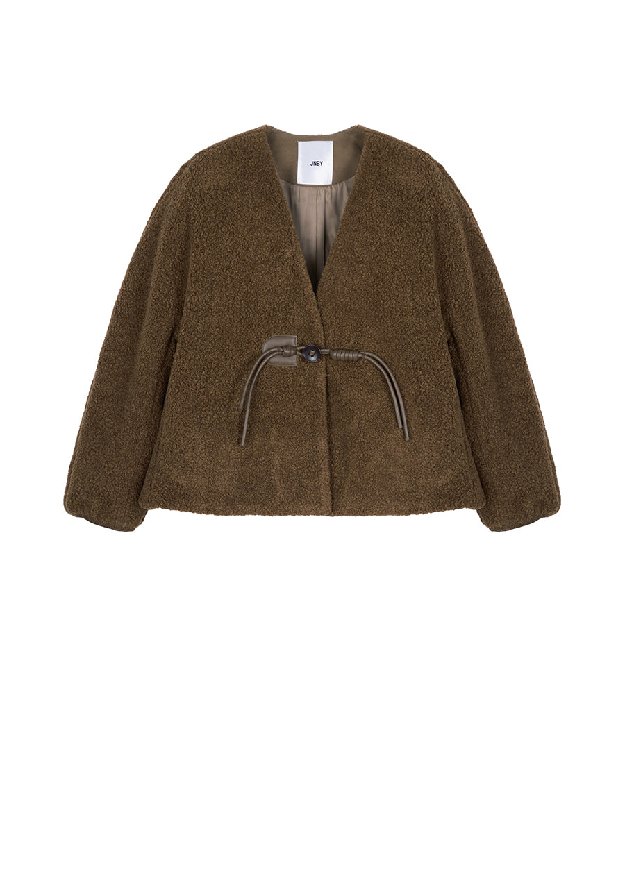 Coat / JNBY Relaxed V-neck Faux Fur Jacket