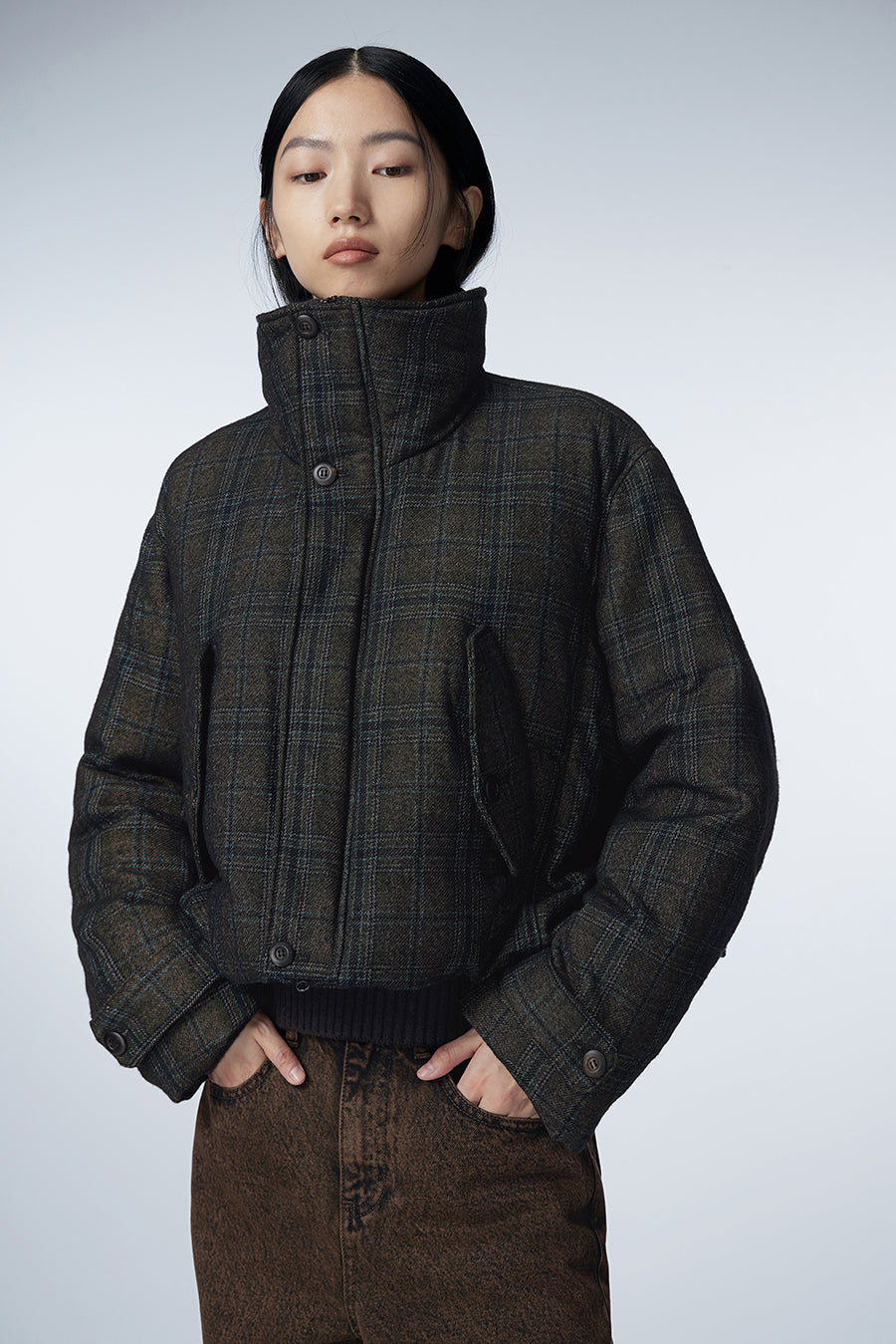 Coat / JNBY Oversized Plaid Down Coat