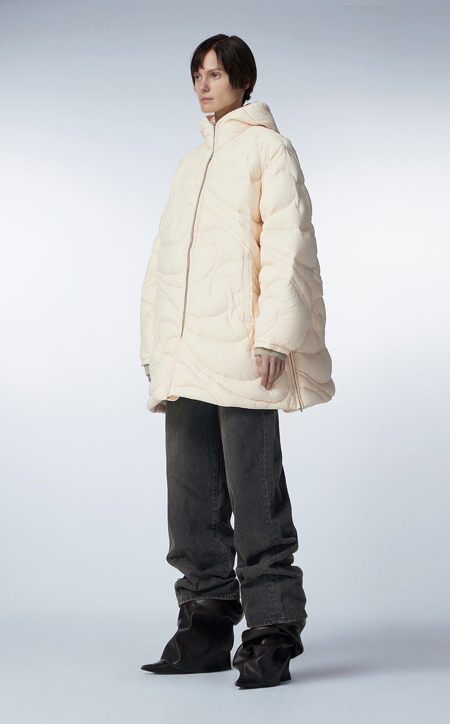 Coat / JNBY Mid-length Hooded Nylon Down Coat